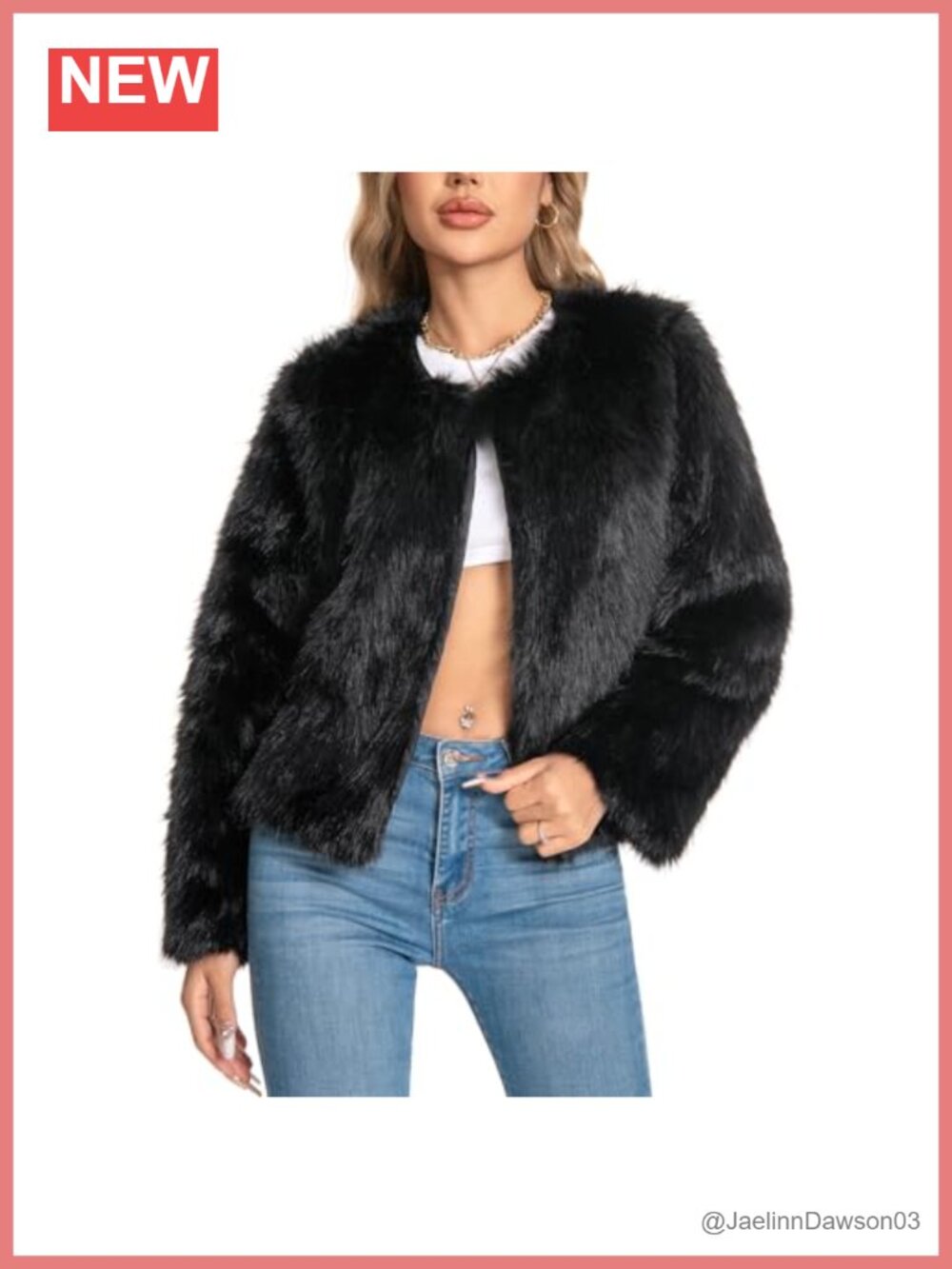 Faux Fur Coat Fuzzy Fluffy Long Sleeve Winter Jacket with Pockets